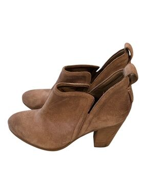 Vince Camuto Francis Suede Booties Brown Stacked Heel Size 10
